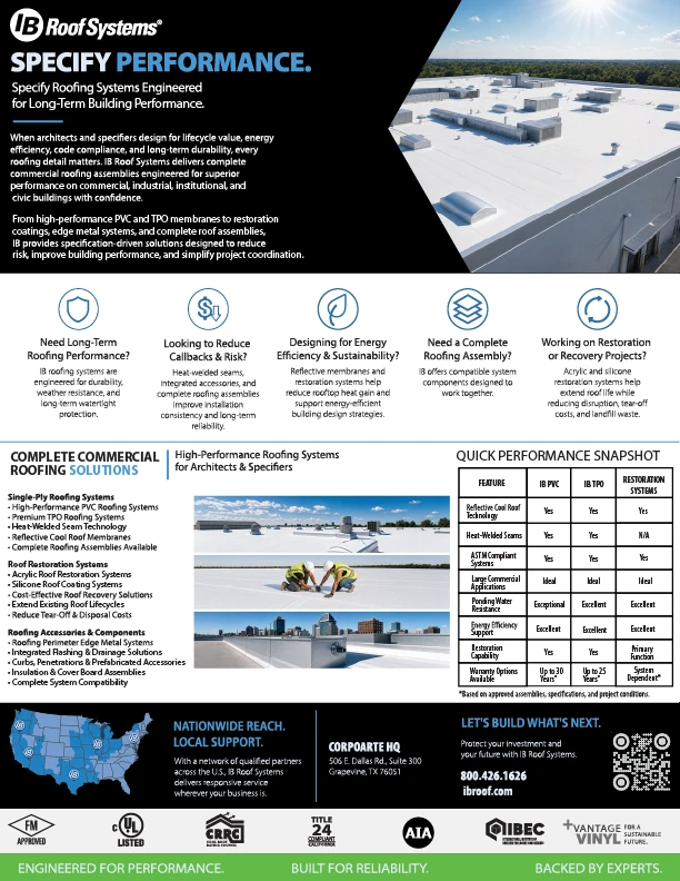 IB Roof Systems architects sell sheet